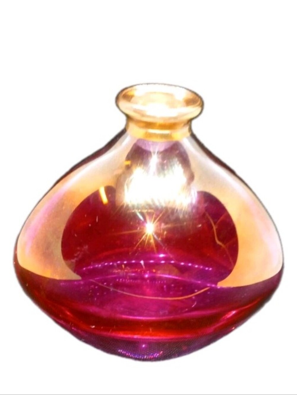 Iridescent Pink & Gold Art Glass Bottle